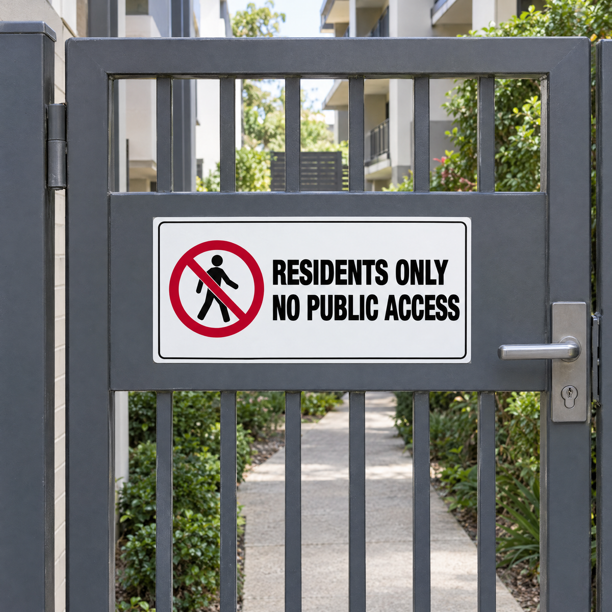 Residents Only No Public Access Sign installed on site – SignShine Australia