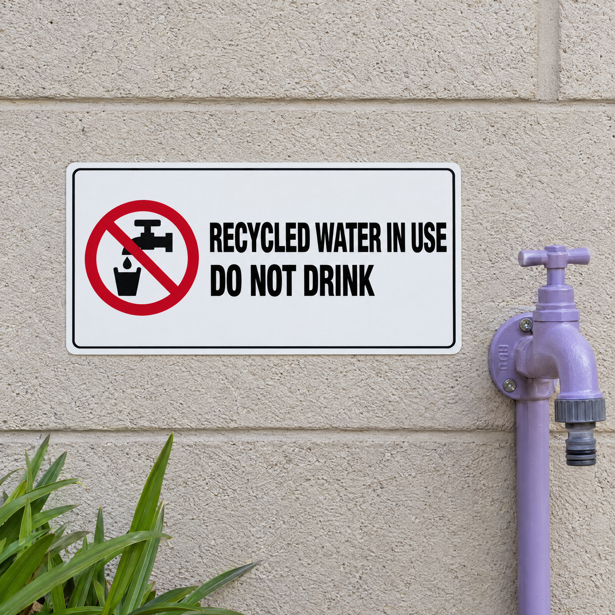Recycled Water in Use Do Not Drink Sign installed on site – SignShine Australia