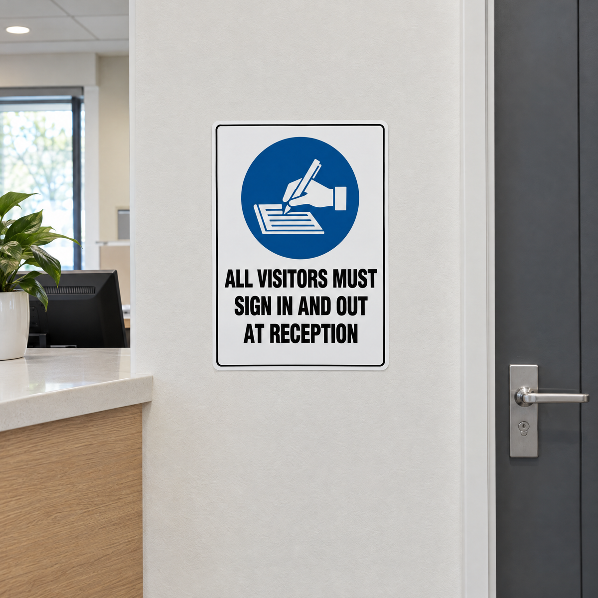 All Visitors Must Sign In and Out Sign installed on site – SignShine Australia