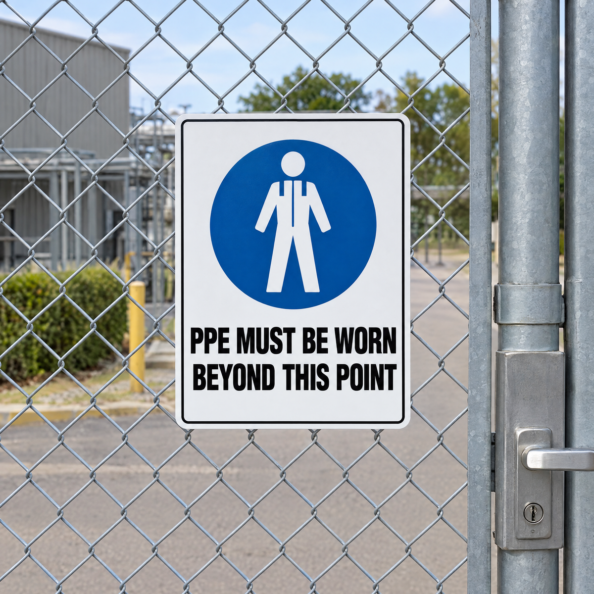 PPE Must Be Worn Beyond This Point Sign installed on site – SignShine Australia