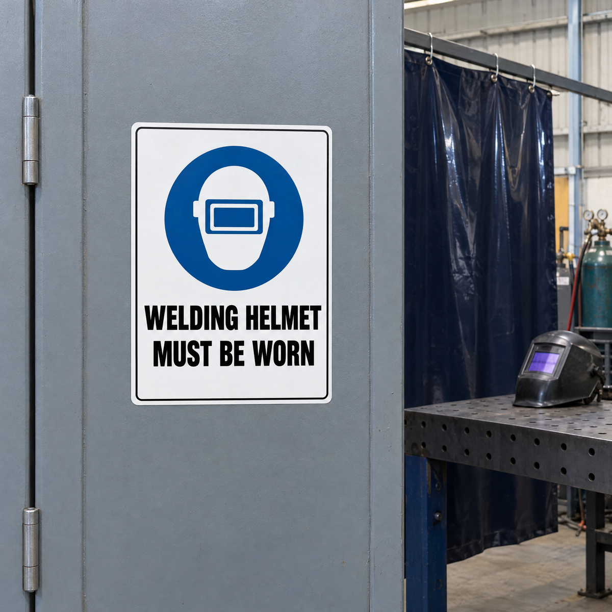Welding Helmet Must Be Worn Sign installed on site – SignShine Australia