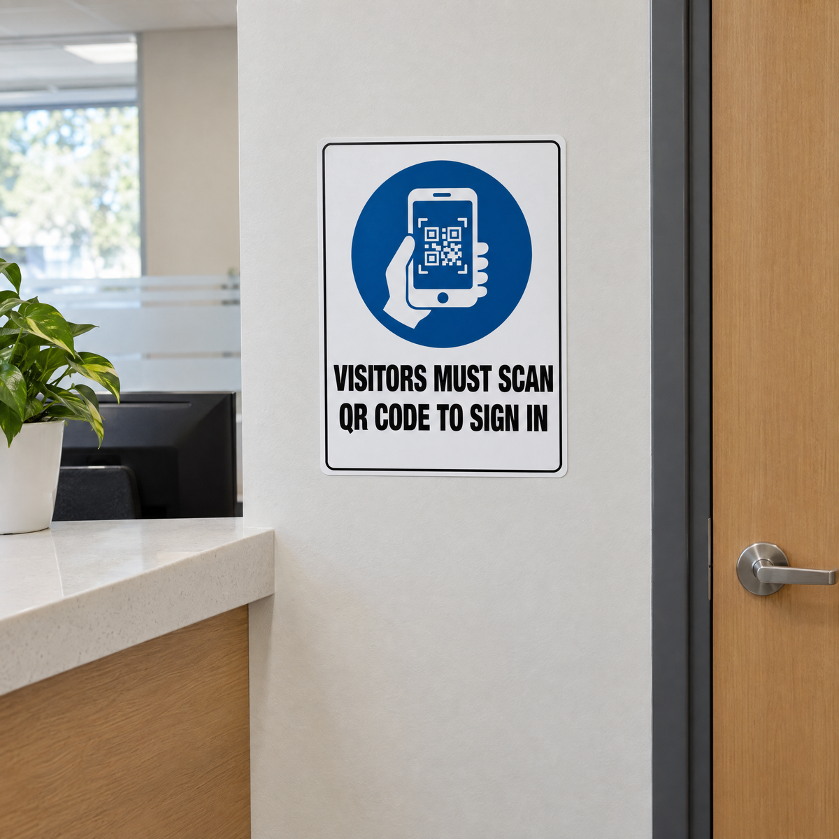 Visitors Must Scan QR Code to Sign In Sign installed on site – SignShine Australia