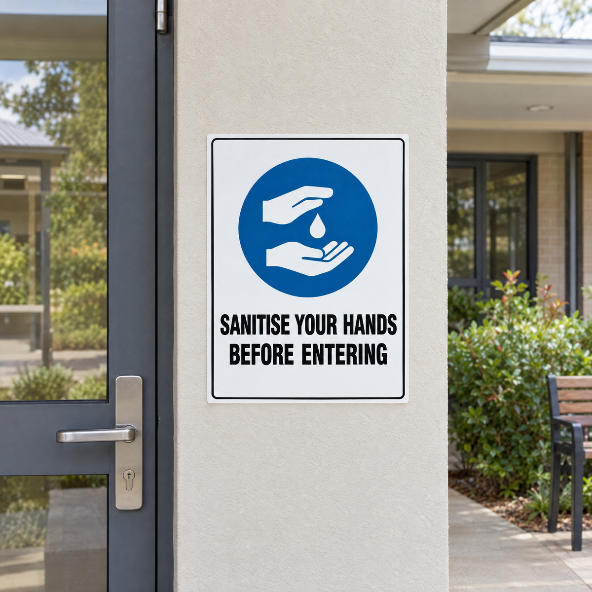 Sanitise Your Hands Before Entering Sign installed on site – SignShine Australia