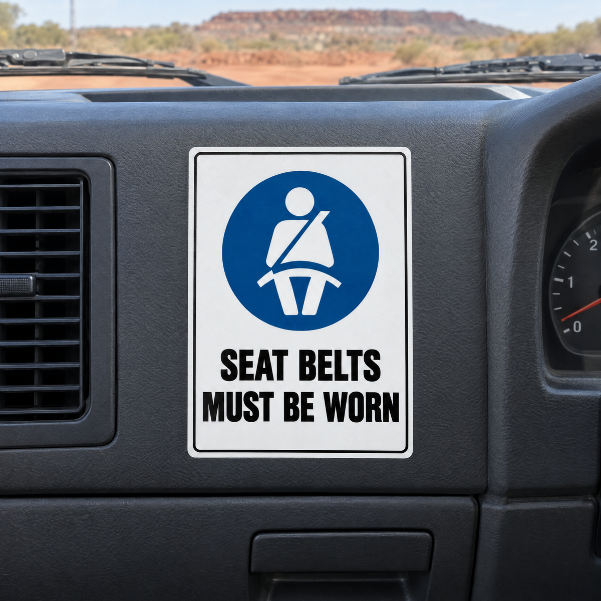 Seat Belts Must Be Worn Sign installed on site – SignShine Australia