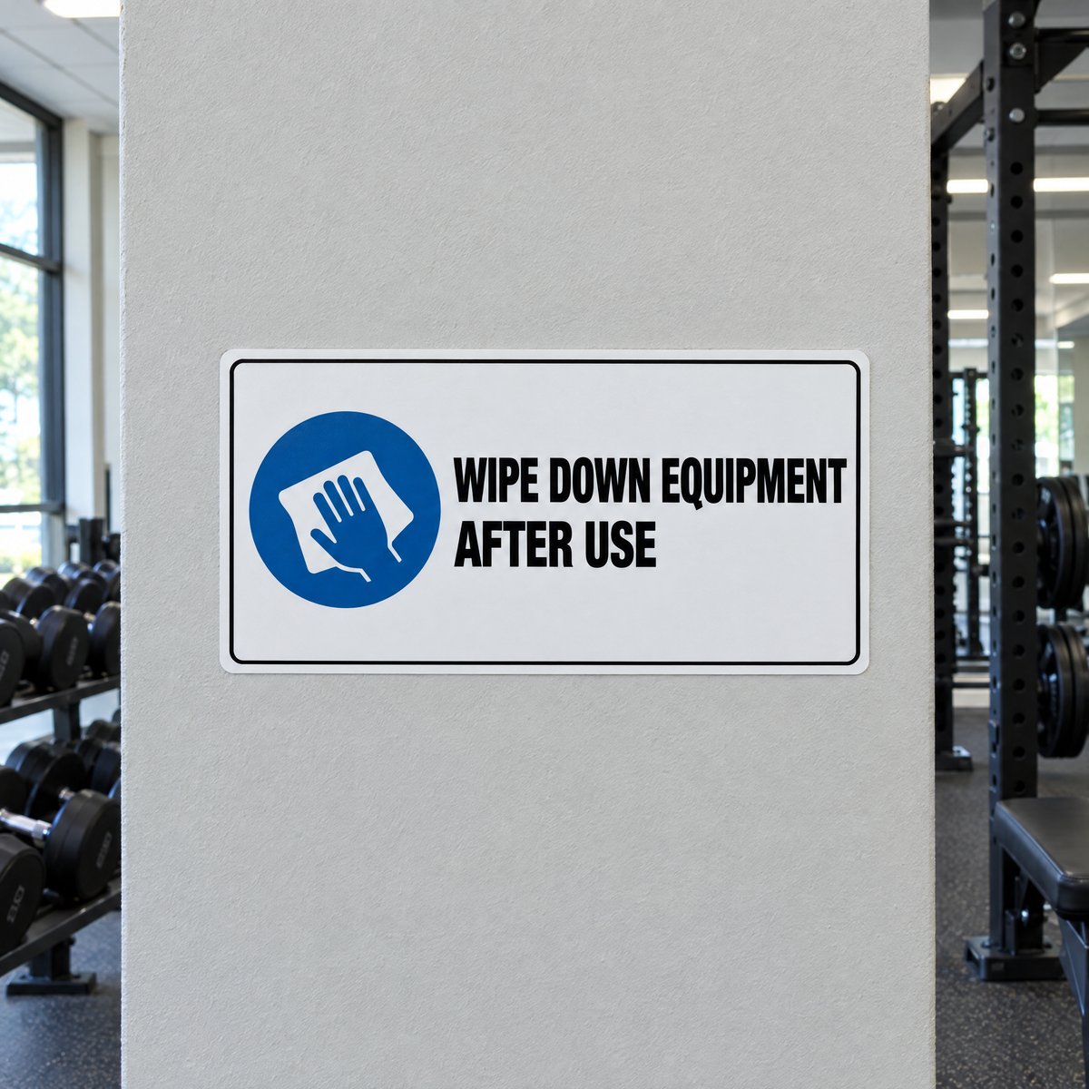 Wipe Down Equipment After Use Sign installed on site – SignShine Australia
