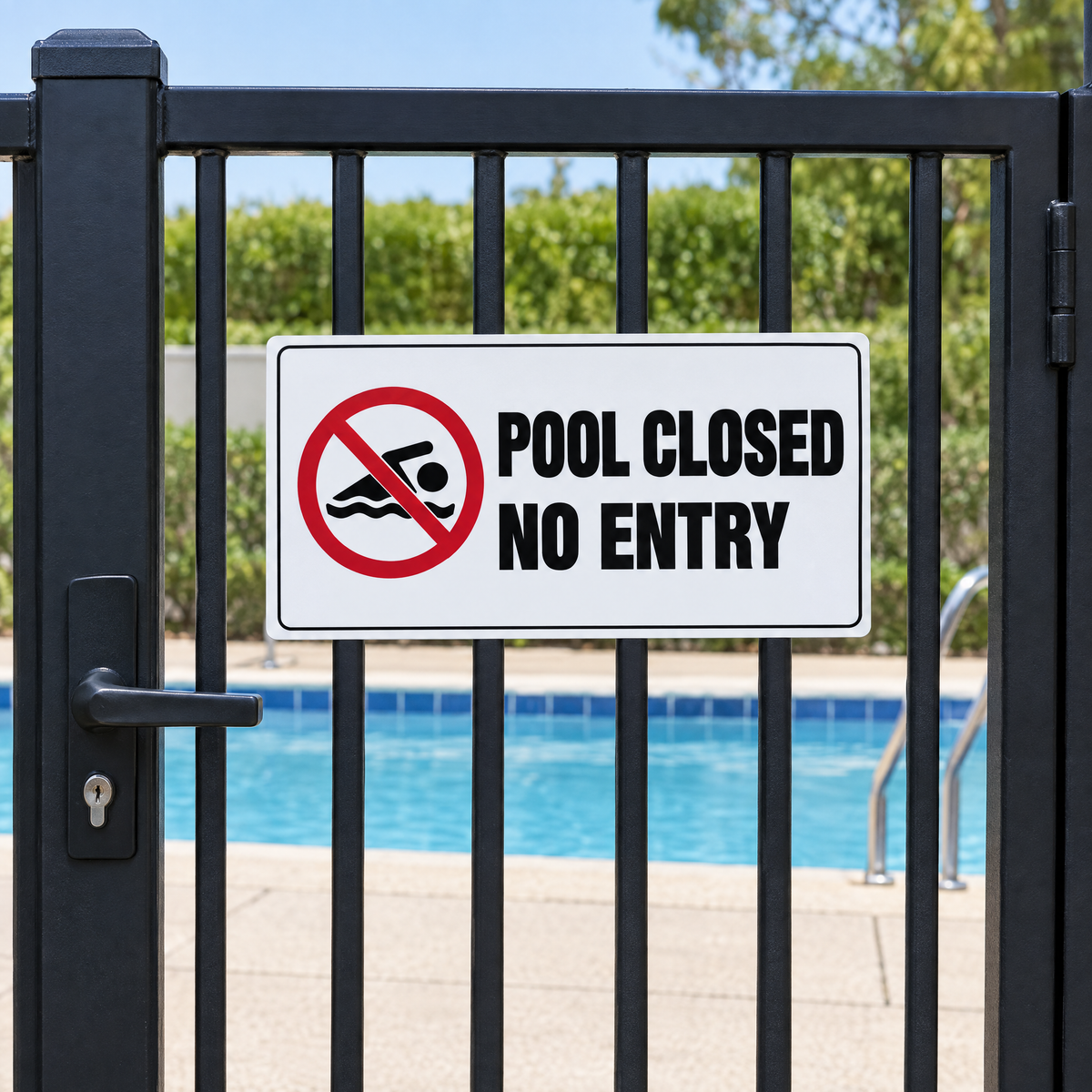 Pool Closed Sign installed on site – SignShine Australia