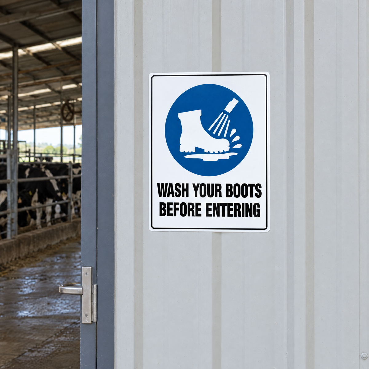 Wash Your Boots Before Entering Sign installed on site – SignShine Australia