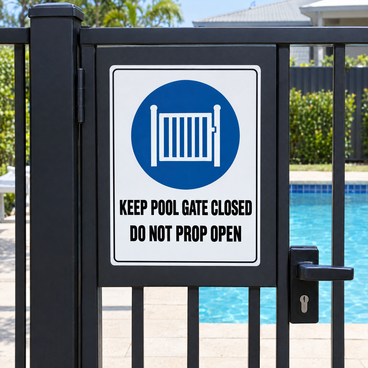 Keep Pool Gate Closed Sign installed on site – SignShine Australia