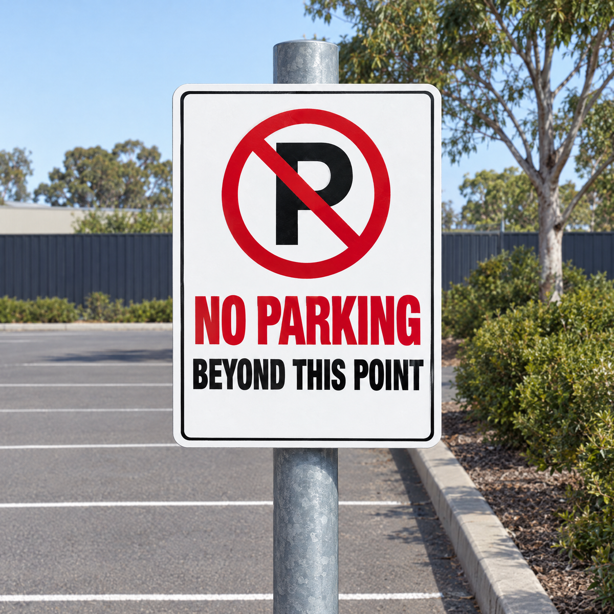 No Parking Beyond This Point Sign installed on site – SignShine Australia