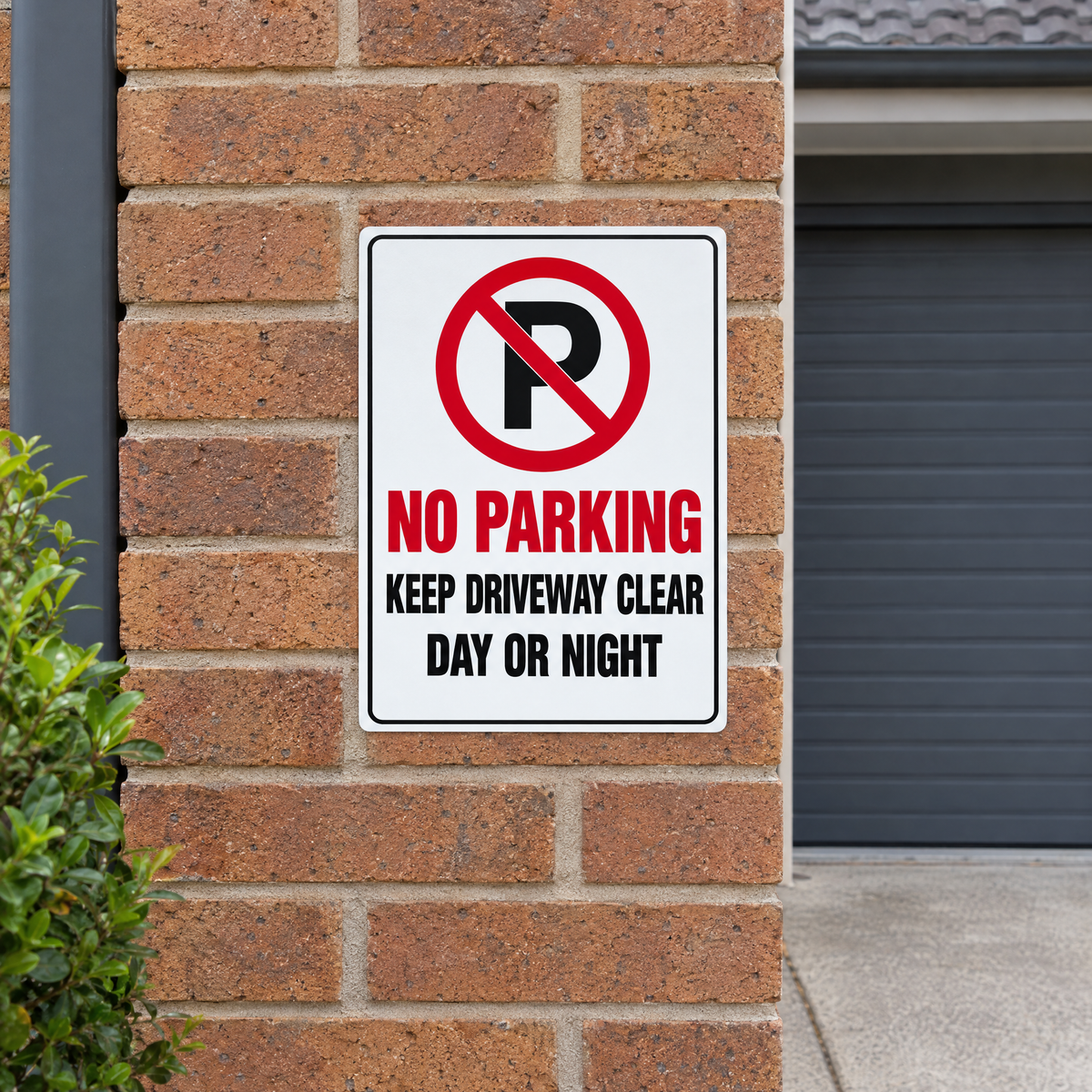 No Parking Keep Driveway Clear Day or Night Sign installed on site – SignShine Australia