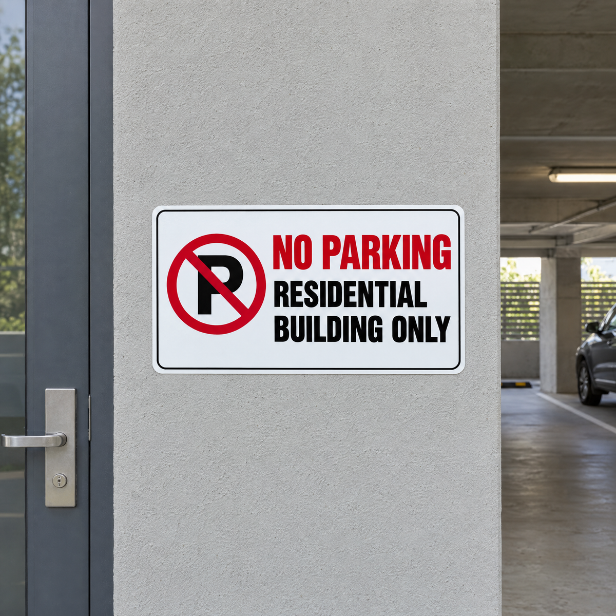 No Parking Residential Building Only Sign installed on site – SignShine Australia