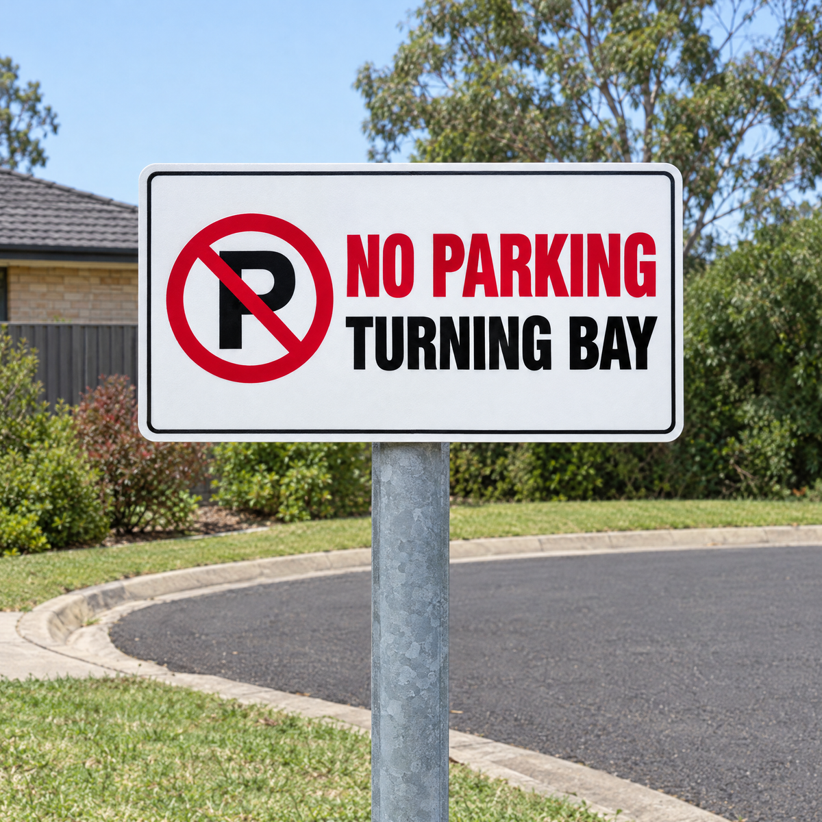 No Parking Turning Bay Sign installed on site – SignShine Australia
