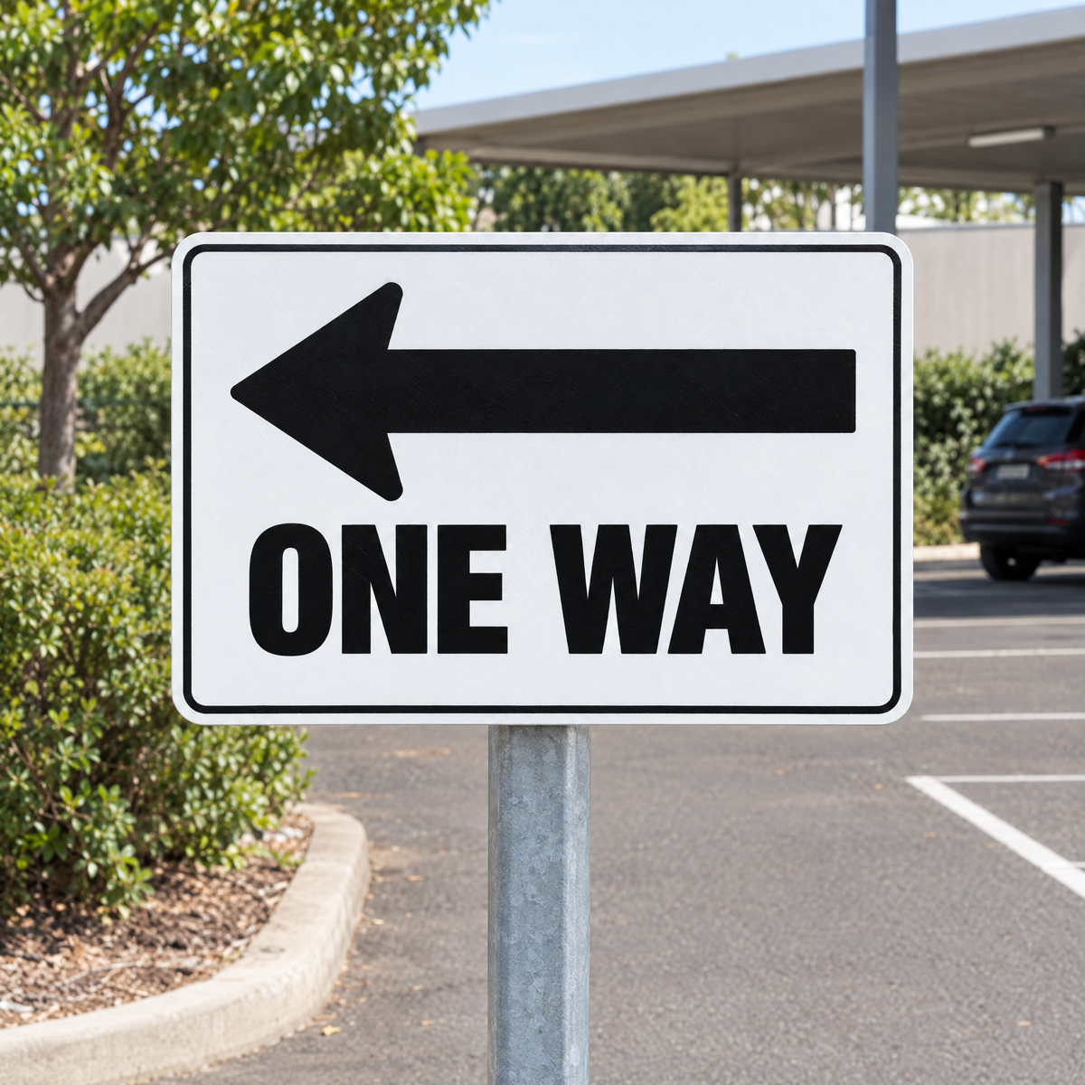One Way Sign (Left Arrow) installed on site – SignShine Australia