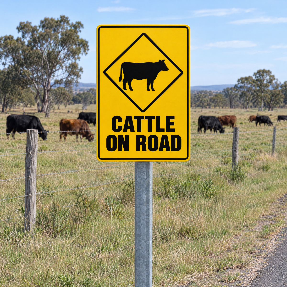 Cattle on Road Sign installed on site – SignShine Australia