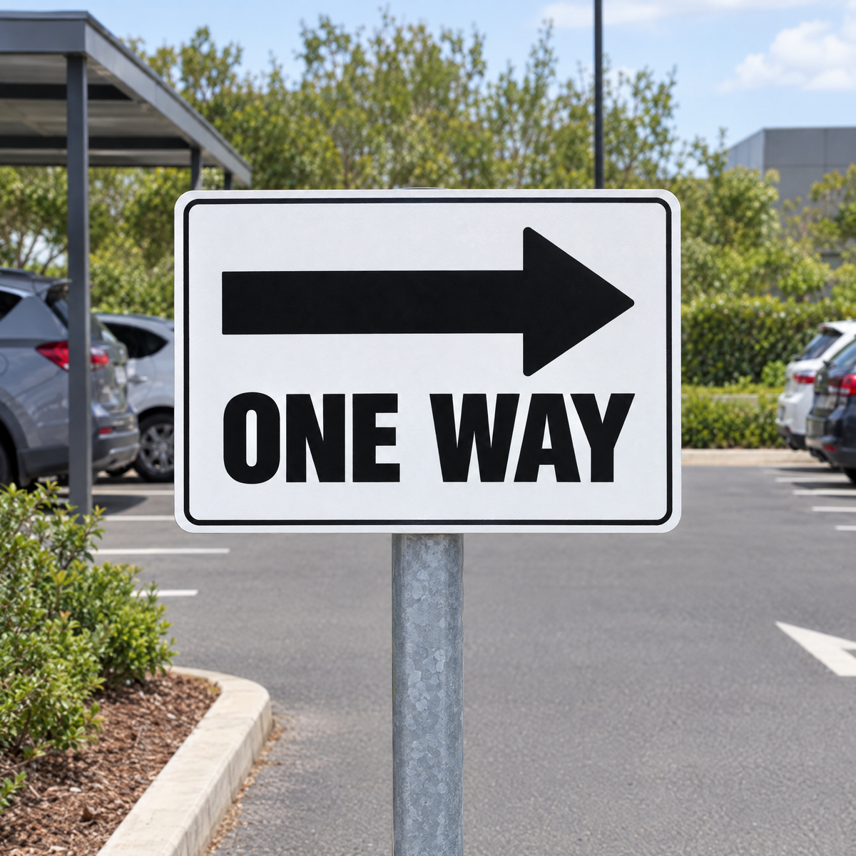 One Way Sign (Right Arrow) installed on site – SignShine Australia