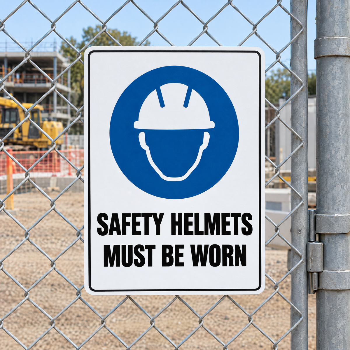 Safety Helmets Must Be Worn Sign installed on site – SignShine Australia