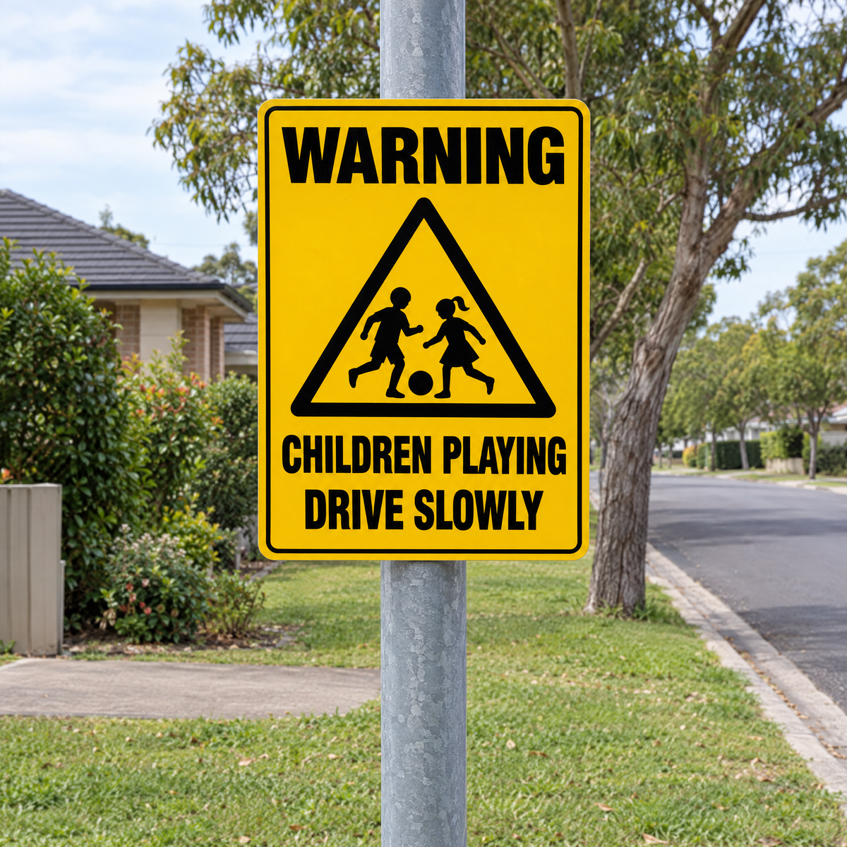 Warning Children Playing Sign installed on site – SignShine Australia