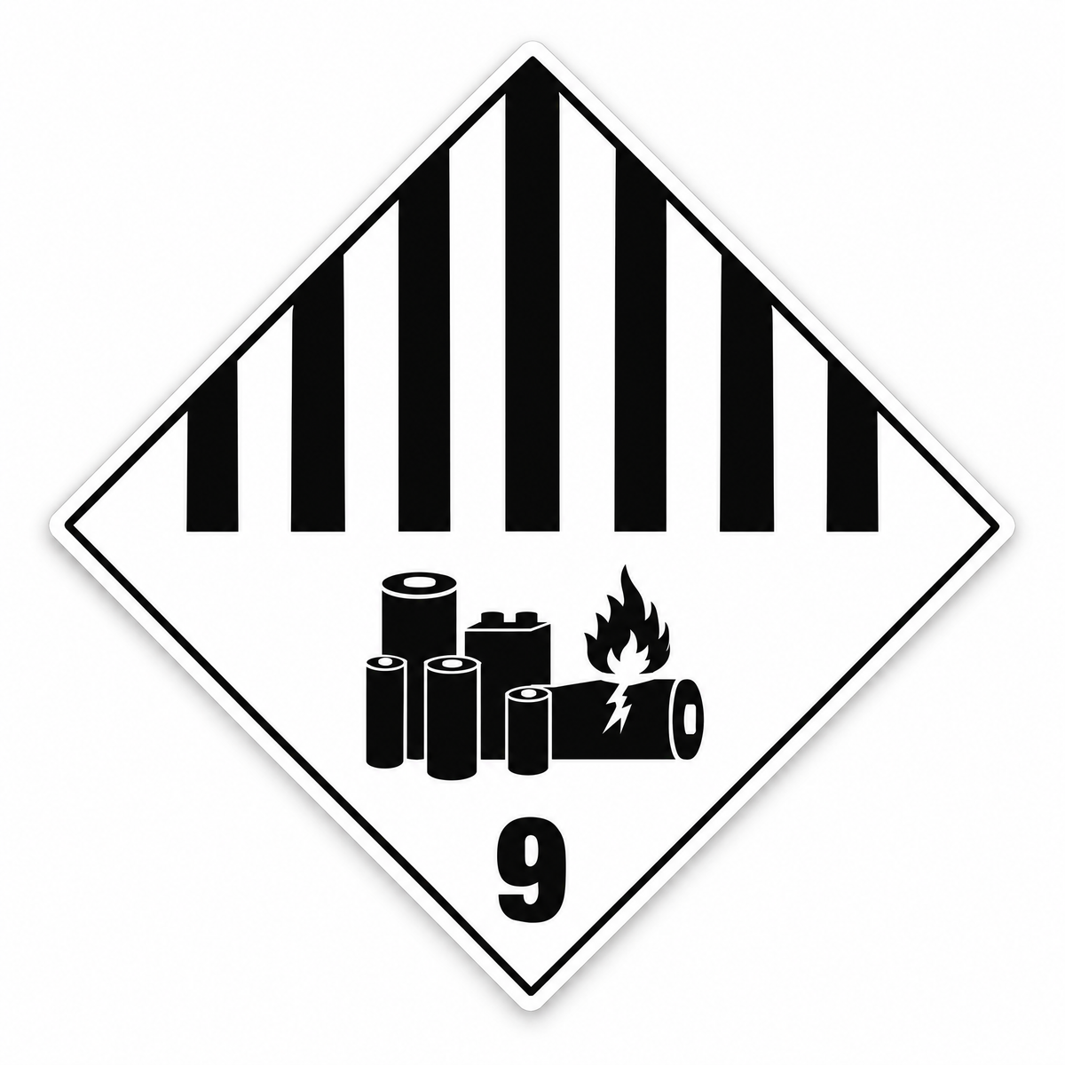Lithium Batteries Class 9A Diamond Sign, Australian made