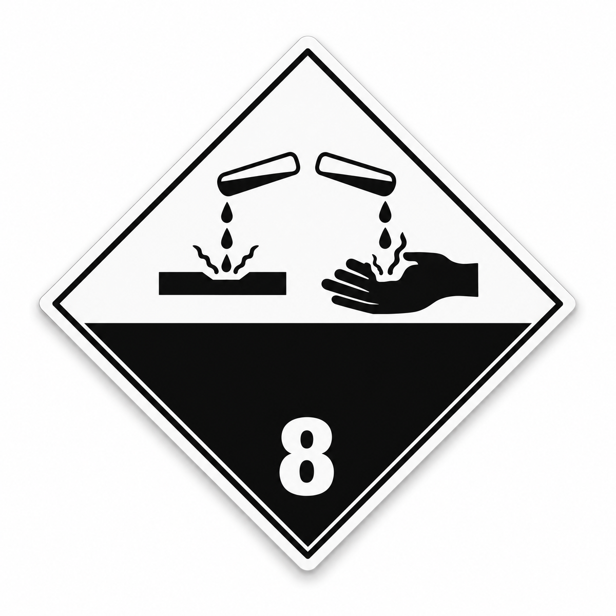 Corrosive Class 8 Diamond Sign – Series 2, Australian made