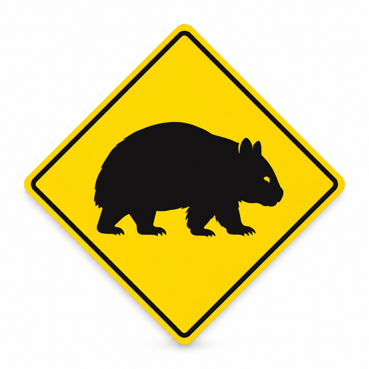 Wombats Warning Diamond Sign, Australian made