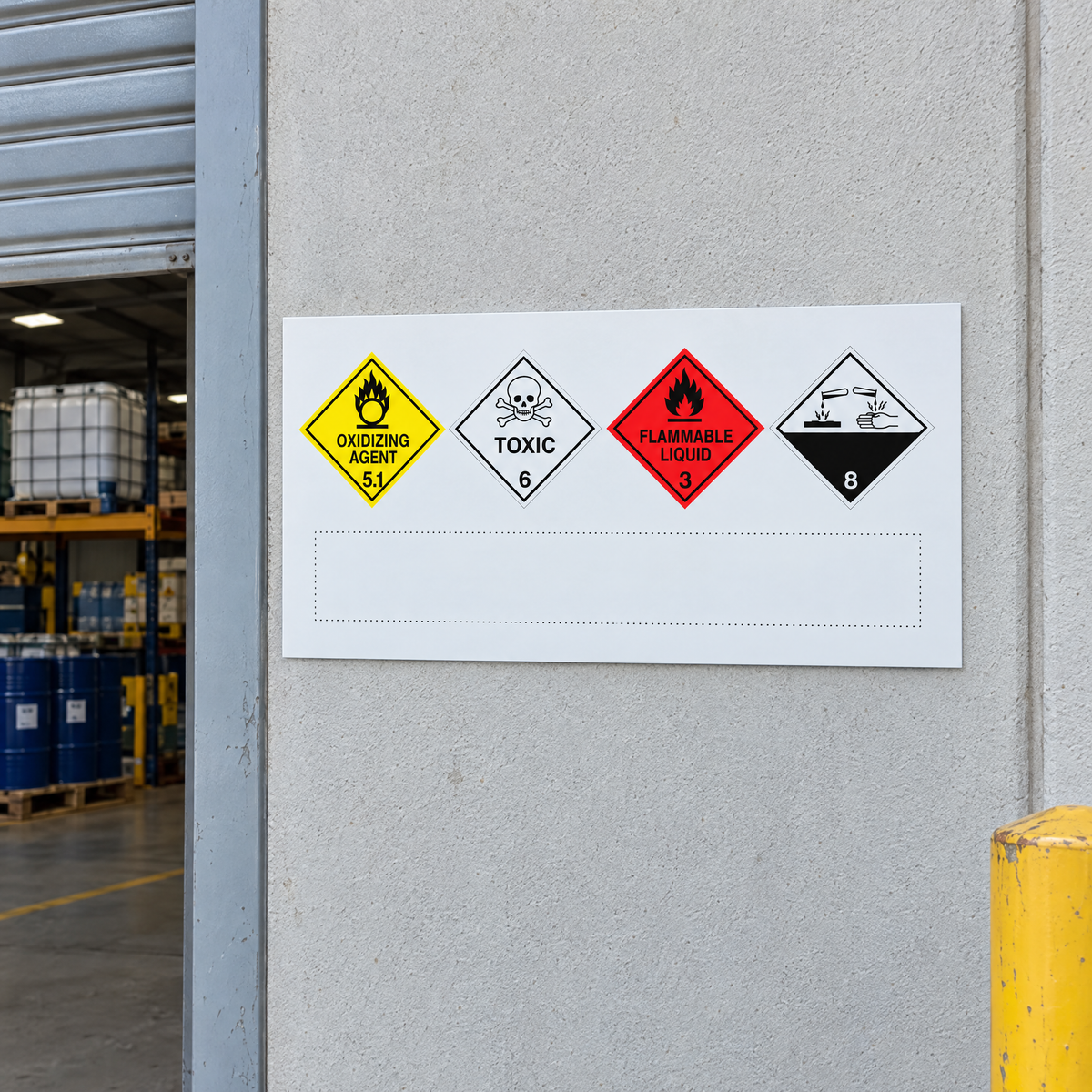 Package Store Information Placard – Custom Class Labels (1-6 labels) – WHS Schedule 13 – installed example