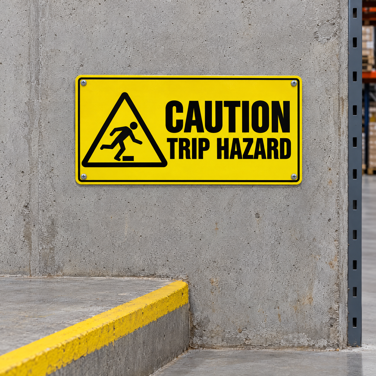 Caution Trip Hazard Sign installed on site