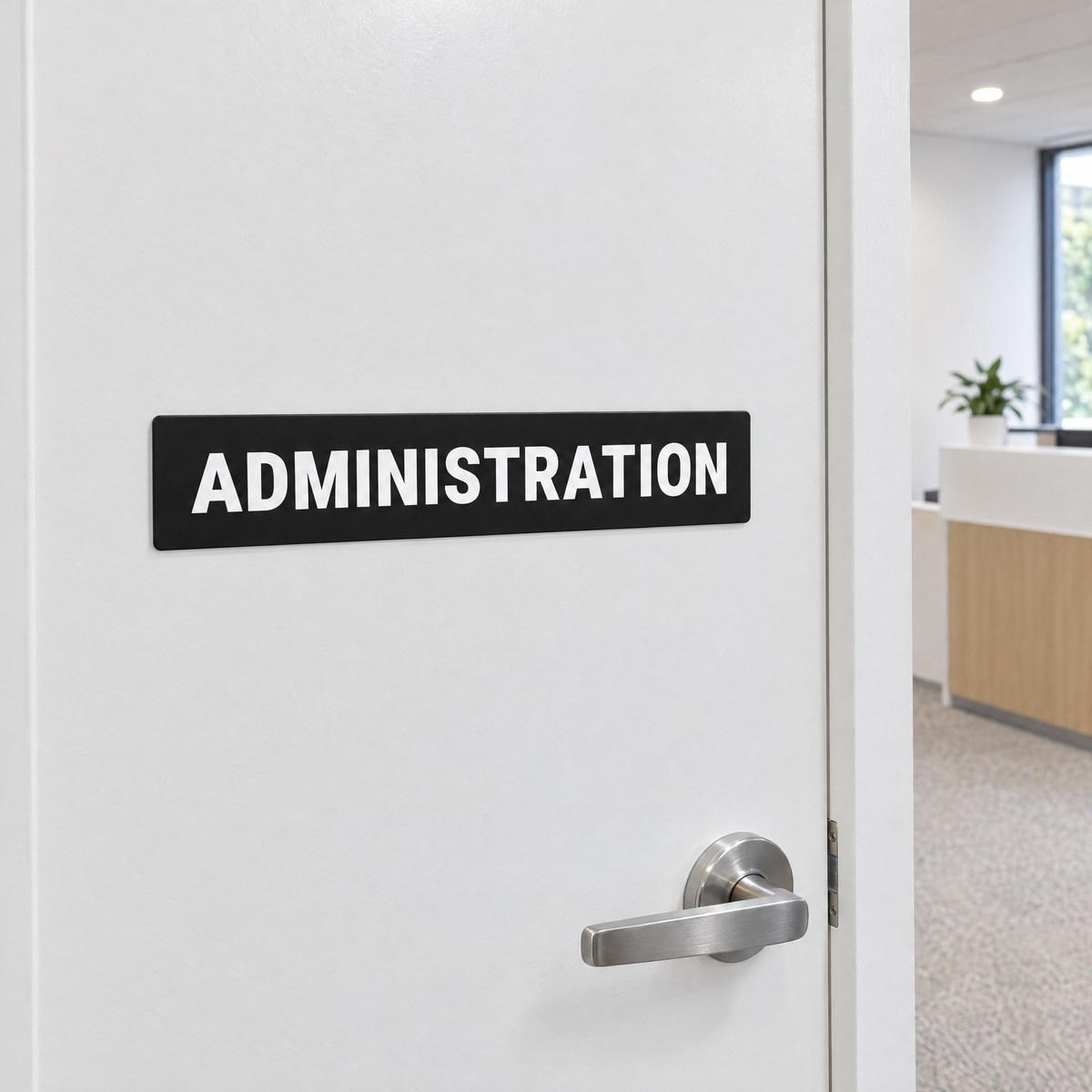 Administration Sign – Black & White installed on site – SignShine Australia