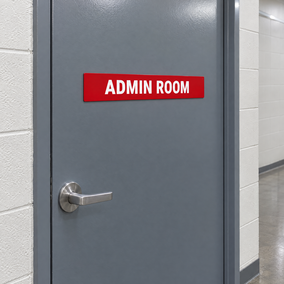 Admin Room Sign – Red & White installed on site – SignShine Australia