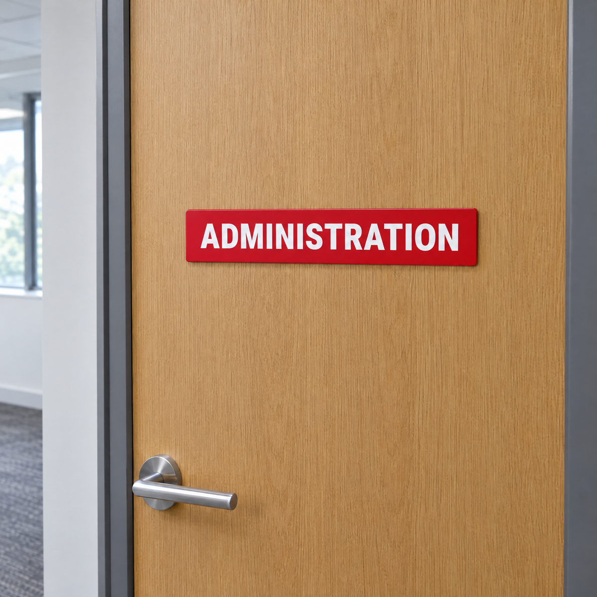 Administration Sign – Red & White installed on site – SignShine Australia