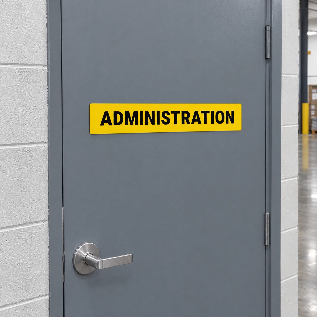 Administration Sign – Yellow & Black installed on site – SignShine Australia