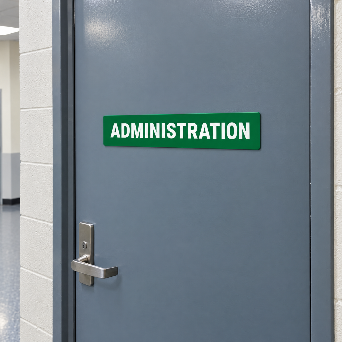 Administration Sign – Green & White installed on site – SignShine Australia