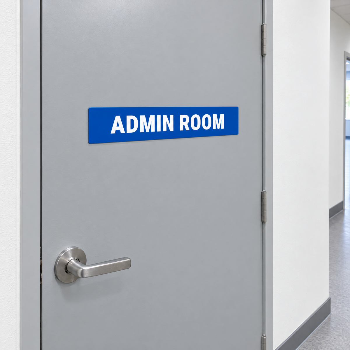 Admin Room Sign – Blue & White installed on site – SignShine Australia