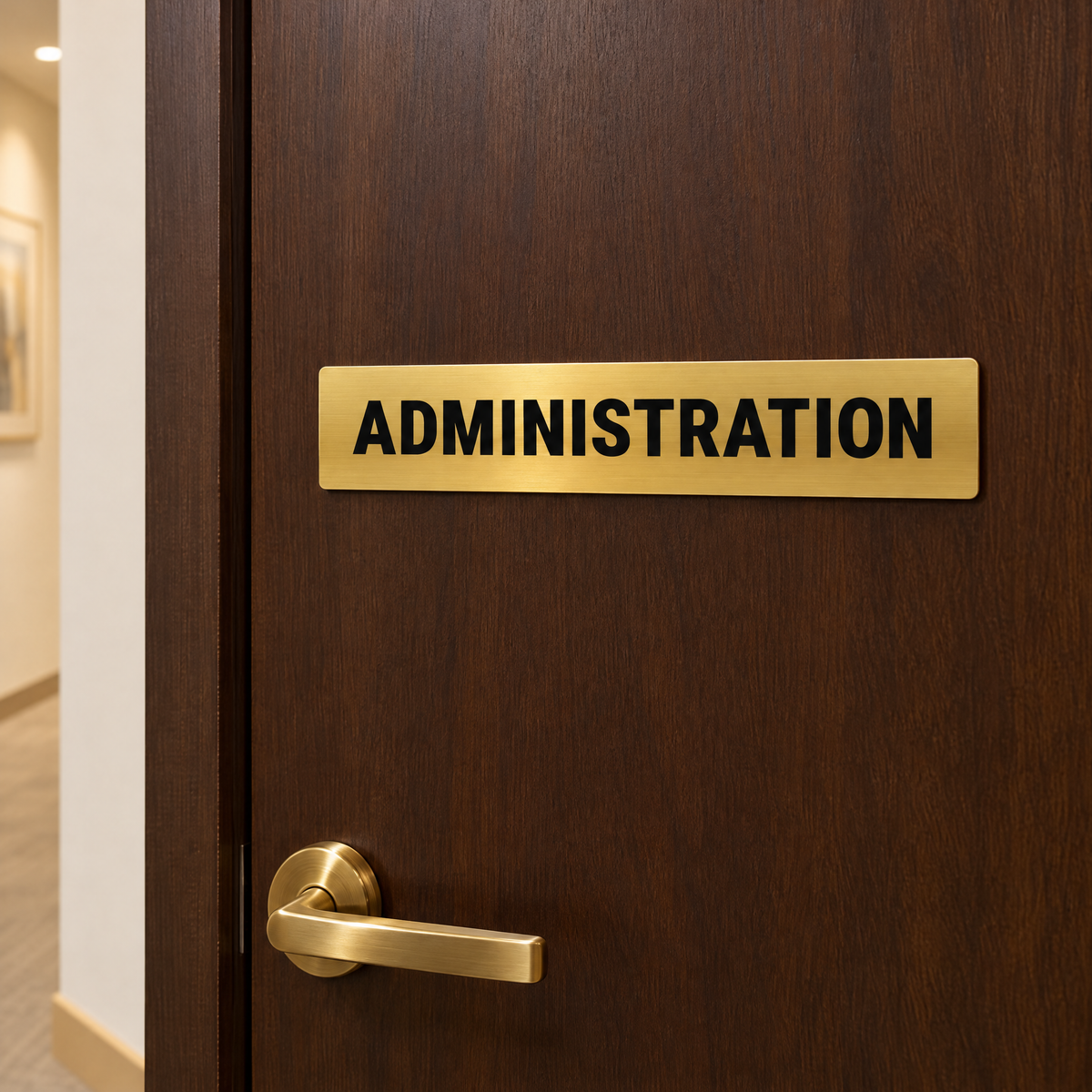 Administration Sign – Gold & Black installed on site – SignShine Australia