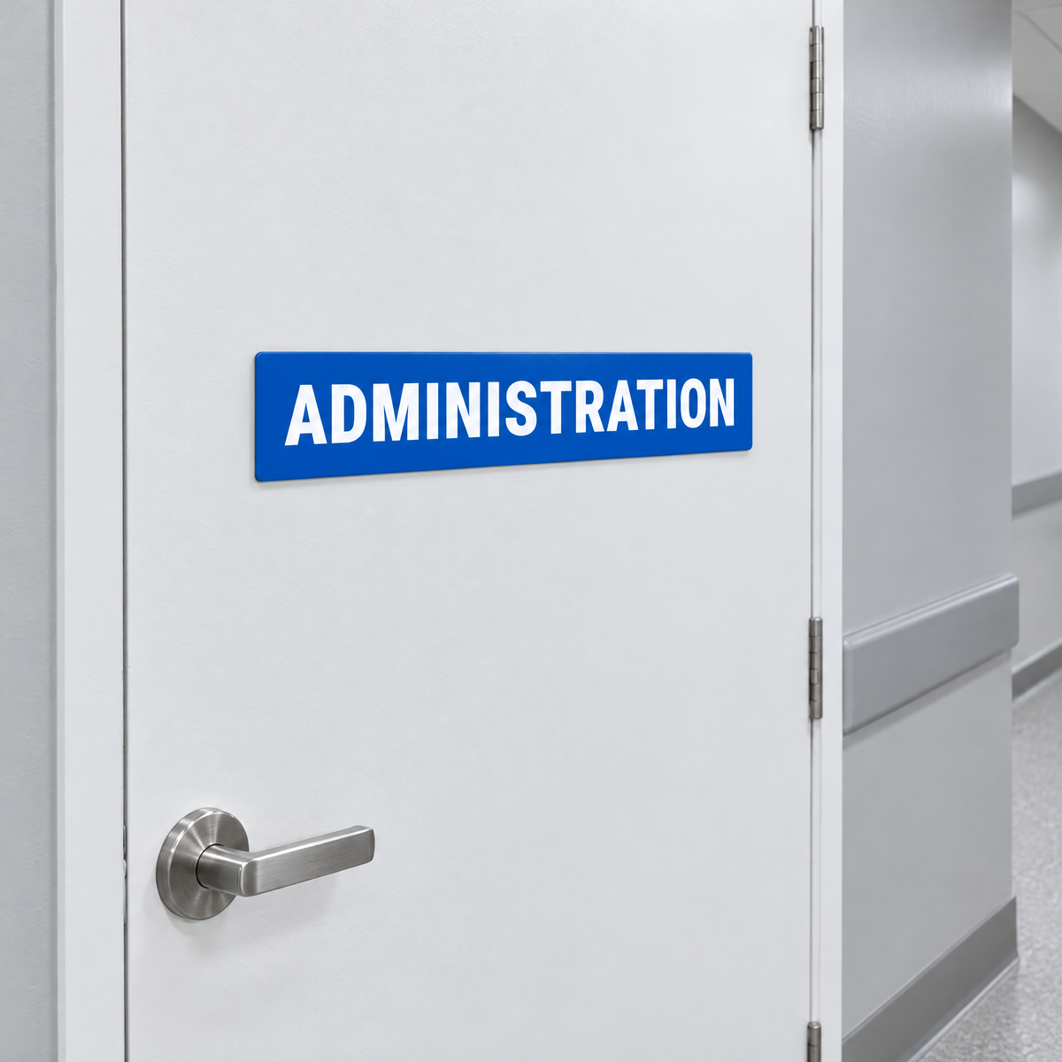 Administration Sign – Blue & White installed on site – SignShine Australia