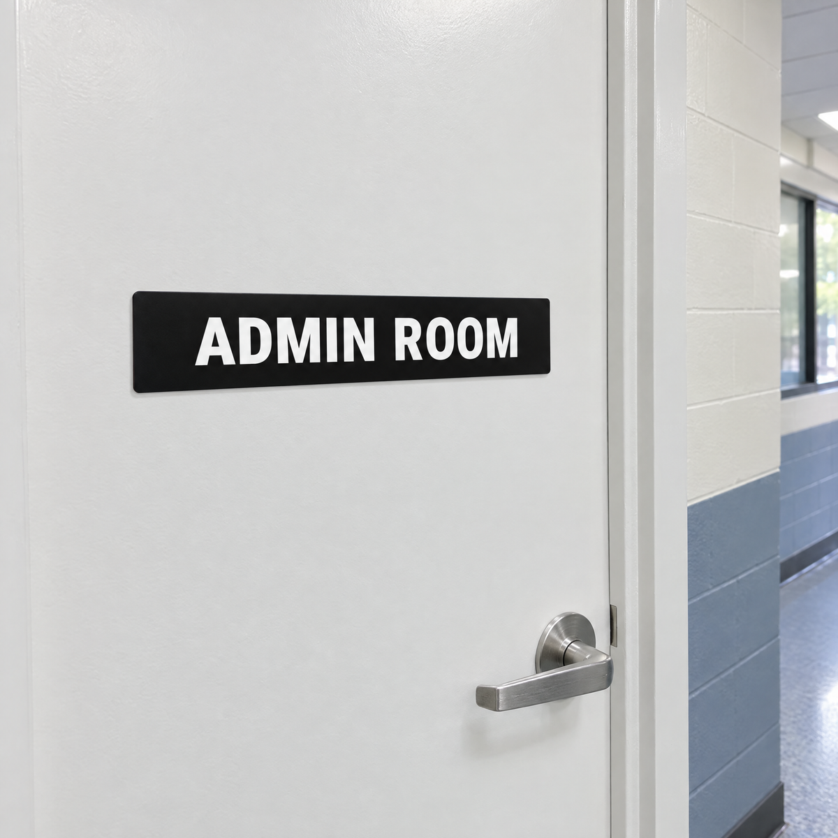 Admin Room Sign – Black & White installed on site – SignShine Australia