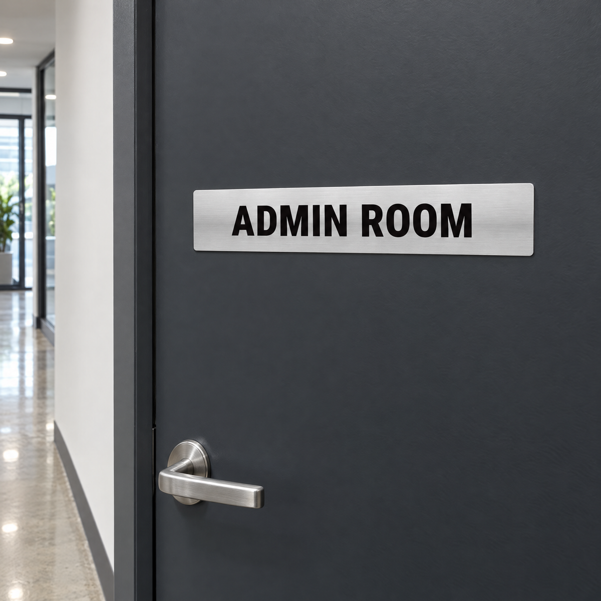 Admin Room Sign – Silver & Black installed on site – SignShine Australia