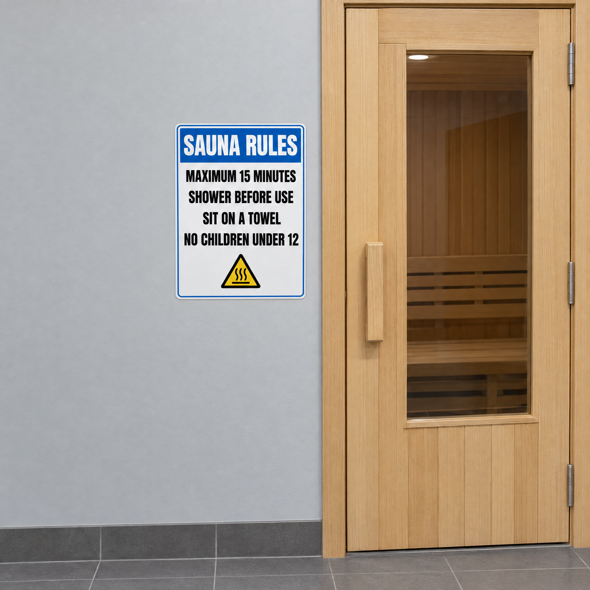Sauna Rules Sign installed on site