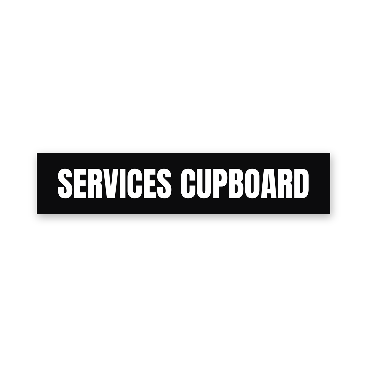 Services Cupboard Sign, black and white, Australian made