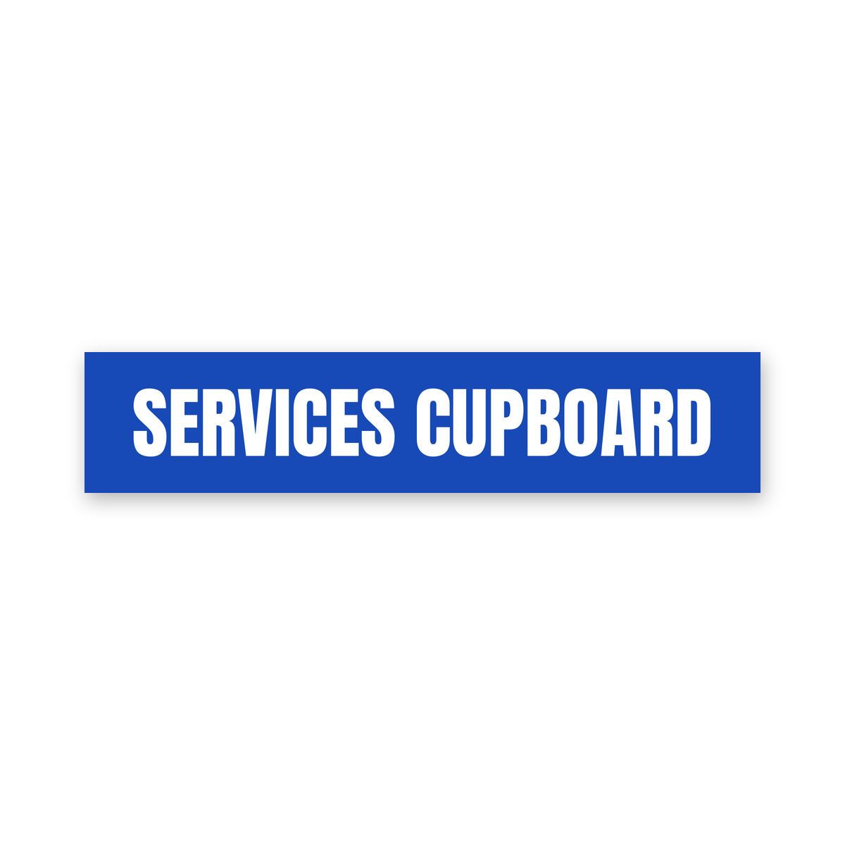 Services Cupboard Sign, blue and white, Australian made