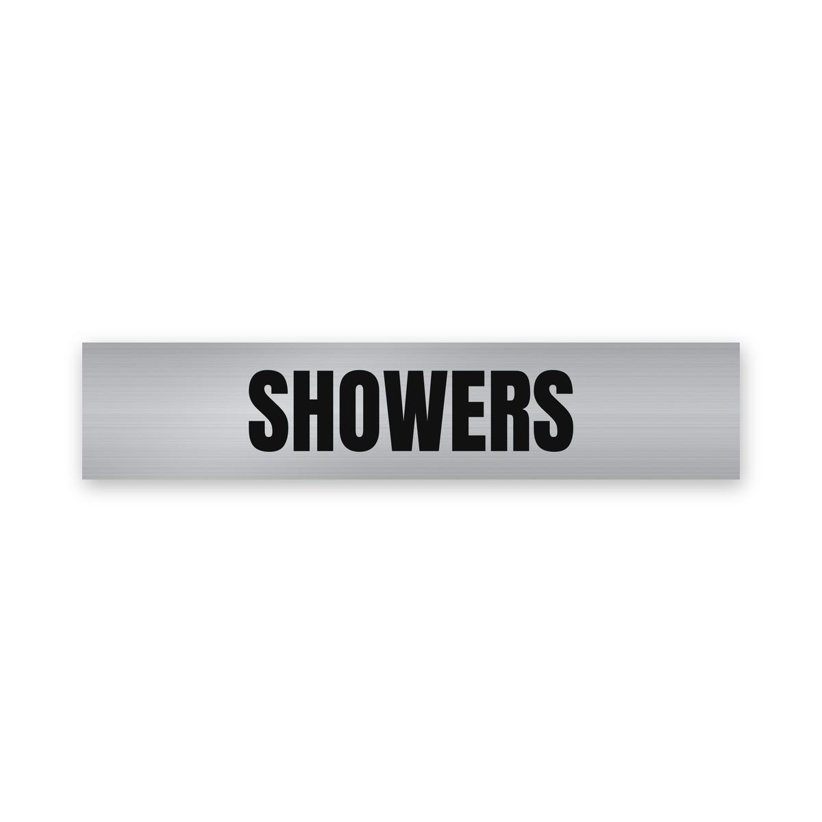 Showers Sign, brushed silver and black, Australian made
